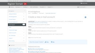 
                            11. Create a new e-mail account - Register Domain .co.za