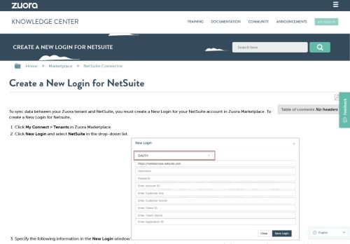 
                            8. Create a New Login for NetSuite in Zuora Connect - Zuora