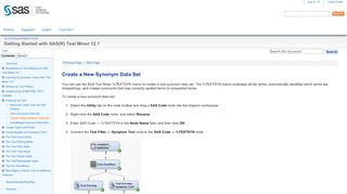 
                            10. Create a New Synonym Data Set :: Getting Started with SAS(R) Text ...