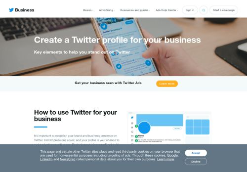
                            1. Create a profile - Twitter for Business