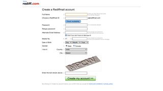 
                            1. Create a Rediffmail account - register