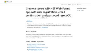 
                            1. Create a secure ASP.NET Web Forms app with user registration ...