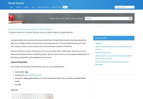 
                            6. Create a shortcut to Stock Doctor on your tablet, Ipad or mobile device ...