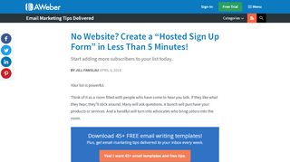 
                            3. Create a Sign Up Form Without a Website | AWeber Email Marketing