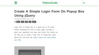 
                            7. Create A Simple Login Form On Popup Box Using jQuery