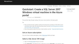 
                            3. Create a SQL Server Windows VM in the portal | Microsoft Docs