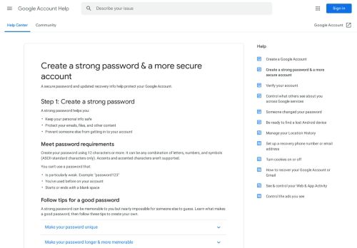 
                            13. Create a strong password & a more secure account - Google Support