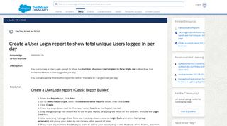 
                            3. Create a User Login report to show total unique Users logged in per ...