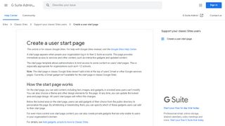 
                            5. Create a user start page - G Suite Admin Help - Google Support