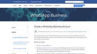 
                            3. Create a WhatsApp Business Account | Facebook Ads Help Center