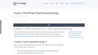 
                            5. Create a WordPress Reset Password page - Formidable Forms