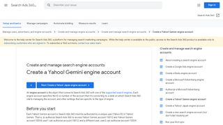 
                            11. Create a Yahoo Gemini engine account - Search Ads 360 Help