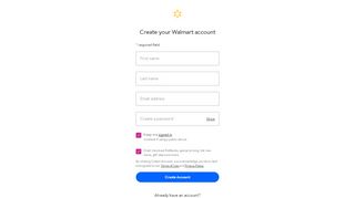 
                            1. Create Account Get more out of Walmart.com