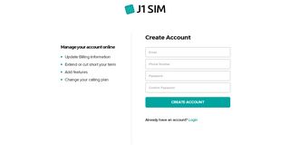
                            3. Create Account - J1 SIM Cards