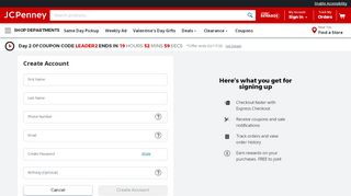 
                            2. Create Account - JCPenney