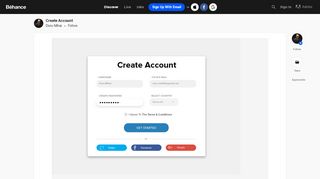 
                            12. Create Account on Behance