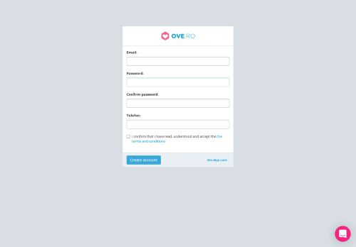 
                            6. Create account - OVE.ro