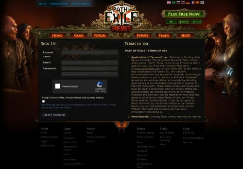 
                            2. Create Account - Path of Exile