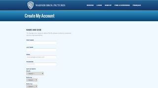 
                            2. Create Account - Warner Bros. Screenings