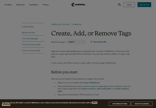 
                            12. Create, Add, or Remove Tags - MailChimp