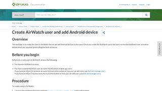 
                            8. Create AirWatch user and add Android device - Druva Documentation