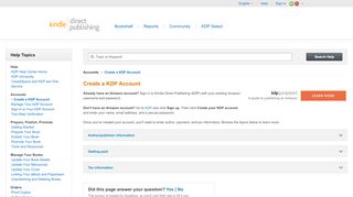 
                            5. Create an Account | Amazon Kindle Direct Publishing