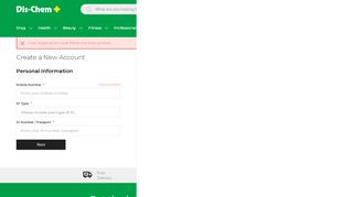 
                            2. Create an Account - Dis-Chem