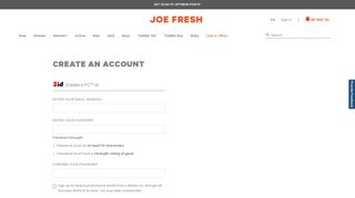 
                            2. Create an account - Joe Fresh