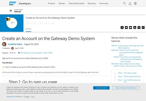 
                            1. Create an Account on the Gateway Demo System - SAP Developer ...