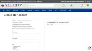 
                            6. Create an Account - Scout Shop