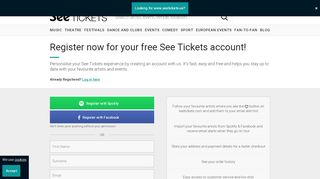 
                            4. Create an account - SeeTickets