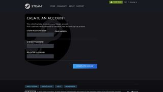 
                            4. Create an Account - Steam