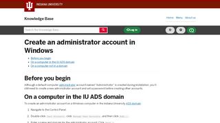 
                            11. Create an administrator account in Windows - IU Knowledge Base