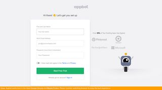 
                            2. Create an Appbot Account - Appbot