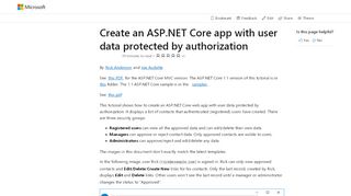 
                            3. Create an ASP.NET Core app with user data protected by authorization