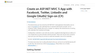 
                            6. Create an ASP.NET MVC 5 App with Facebook and ... - Microsoft Docs