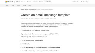 
                            6. Create an email message template - Outlook - Office Support - Office 365