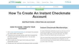 
                            2. Create an Instant Checkmate Account