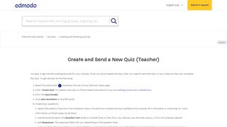 
                            9. Create and Send a New Quiz (Teacher) – Edmodo Help Center