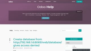 
                            1. Create database from http://192.168.1.6:8069/web/database/ gives ...