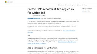 
                            6. Create DNS records at 123-reg.co.uk for Office 365 | ...