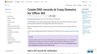
                            12. Create DNS records at Crazy Domains for Office 365 | Microsoft Docs