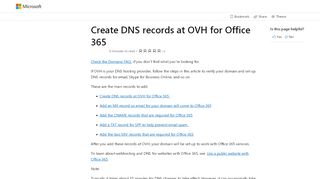 
                            13. Create DNS records at OVH for Office 365 | Microsoft Docs