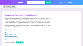 
                            8. Create, edit, and delete portfolio lists in Yahoo Finance | Finance for ...