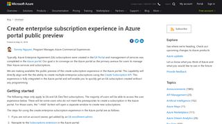 
                            2. Create enterprise subscription experience in Azure portal public preview