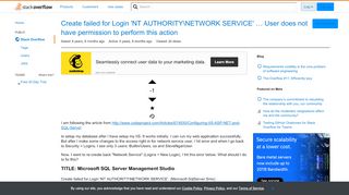 
                            5. Create failed for Login 'NT AUTHORITY\NETWORK SERVICE' ... User ...