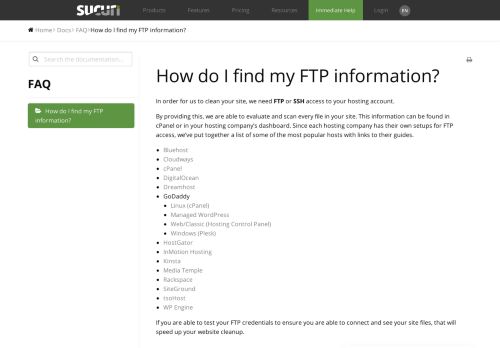 
                            9. Create FTP on SiteGround, Cleanup, Sucuri KB