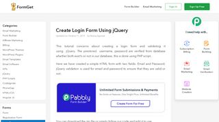 
                            2. Create Login Form Using jQuery | FormGet