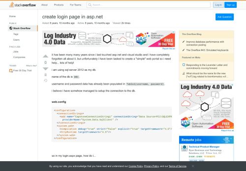 
                            7. create login page in asp.net - Stack Overflow