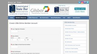 
                            4. Create LSBA Online Member Account - Louisiana State Bar Association